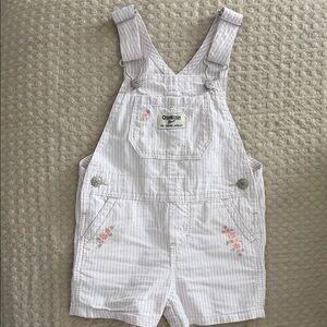 OshKosh B'gosh Light Purple Striped Overalls with Floral Details